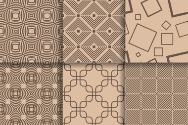 Kahverengi geometrik desenler. Kesintisiz dokular topluluğu