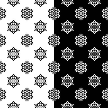 Siyah ve beyaz çiçek arka ayarlayın. Tekstil ve duvar kağıtları için dikişsiz desen