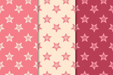 Kiraz kırmızı çiçek desenleri kümesi. Dikey Dikişsiz desen. Duvar kağıdı arka plan