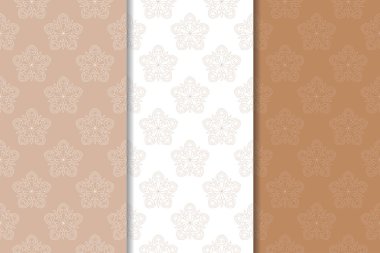 Kahverengi çiçek arka planlar. Tekstil ve duvar kağıtları için dikişsiz desen seti