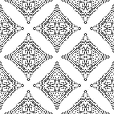 Geometrik süsleme. Beyaz ve siyah seamless modeli web, Tekstil ve duvar kağıtları için