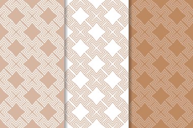 Web, Tekstil ve duvar kağıtları için dikişsiz desen kahverengi ve beyaz geometrik dizi