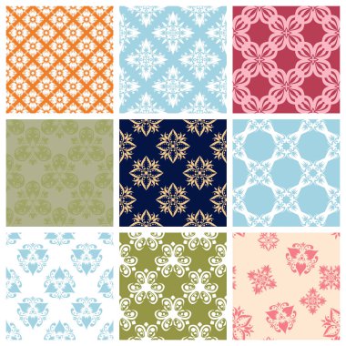 Renkli çiçek öğeleri kümesiyle. Çiçek seamless modeli. 