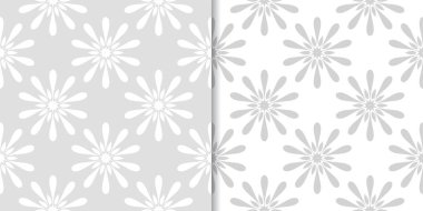 Işık gri çiçek süs tasarımlar. Tekstil ve duvar kağıtları için dikişsiz desen seti