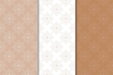 Kahverengi çiçek arka planlar. Tekstil ve duvar kağıtları için dikişsiz desen seti