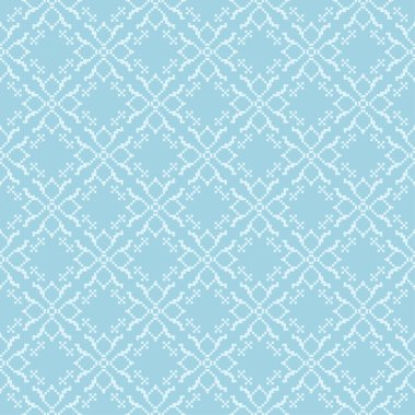 Mavi zemin üzerine beyaz çiçek tasarım. Tekstil ve duvar kağıtları için sorunsuz süsleme