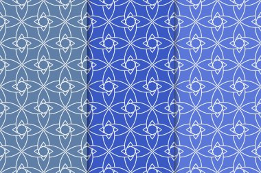 Mavi geometrik süsler. Web, Tekstil ve duvar kağıtları için dikey Dikişsiz desen seti