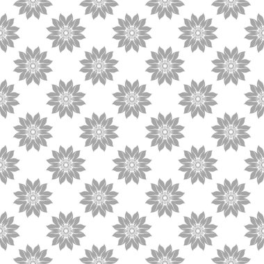 Beyaz arka plan üzerine açık gri çiçek süsleme. Tekstil ve duvar kağıtları için seamless modeli