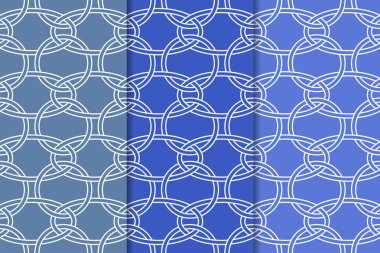 Mavi geometrik süsler. Web, Tekstil ve duvar kağıtları için dikey Dikişsiz desen seti