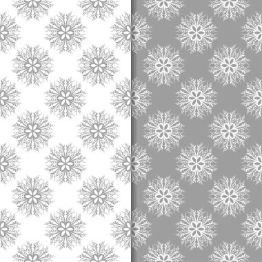 Beyaz ve gri arka plan çiçek kümesi. Tekstil ve duvar kağıtları için dikişsiz desen