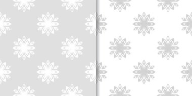 Işık gri çiçek arka planlar. Tekstil ve duvar kağıtları için dikişsiz desen seti