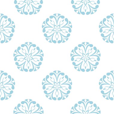 Beyaz zemin üzerine mavi çiçek seamless modeli. Tekstil ve duvar kağıtları için sorunsuz tasarım