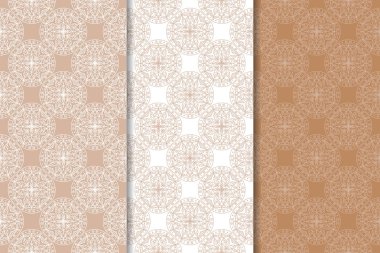 Web, Tekstil ve duvar kağıtları için dikişsiz desen kahverengi ve beyaz geometrik dizi