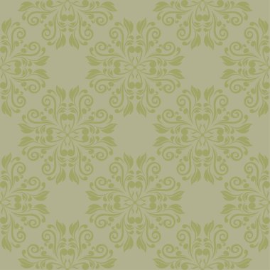 Zeytin yeşili ve gri çiçek süsleme. Tekstil ve duvar kağıtları için seamless modeli