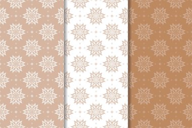 Kahverengi çiçek arka planlar. Tekstil ve duvar kağıtları için dikişsiz desen seti