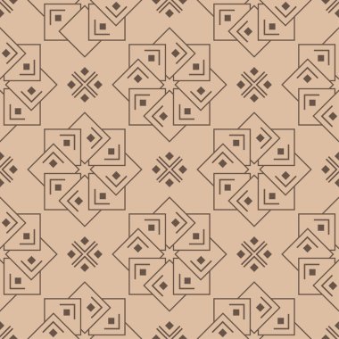 Bej renkli arka plan üzerinde kahverengi çiçek süsleme. Tekstil ve duvar kağıtları için seamless modeli