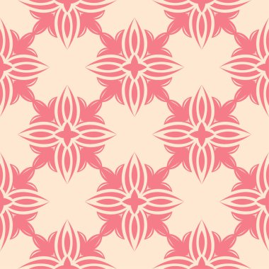 Kırmızı ve bej çiçekli süs. Tekstil ve duvar kağıtları için seamless modeli