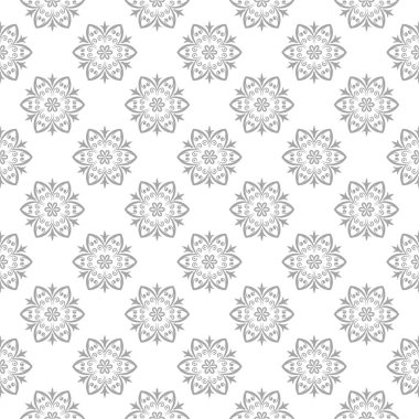 Işık gri çiçek sorunsuz süsleme beyaz arka plan üzerinde. Tekstil ve duvar kağıtları için seamless modeli