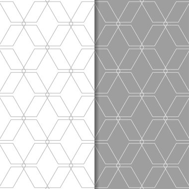 Gri ve beyaz geometrik süsler. Web, Tekstil ve duvar kağıtları için dikişsiz desen seti