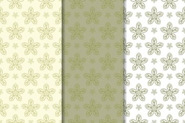 Zeytin yeşili çiçek sorunsuz süsler. Tekstil ve duvar kağıtları için dikey desenleri