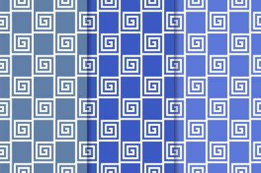 Mavi geometrik süsler. Web, Tekstil ve duvar kağıtları için dikey Dikişsiz desen seti