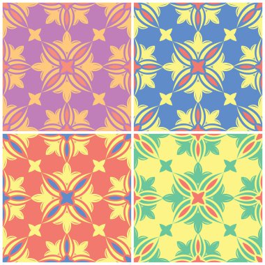 Renkli çiçek sorunsuz arka plan. Duvar kağıtları, Tekstil ve kumaş çiçek elemanları ile parlak kalıplarının ayarla