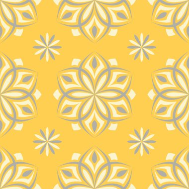 Çiçek arka plan. Sarı gri ve beyaz Dikişsiz desen duvar kağıtları, Tekstil ve kumaş için