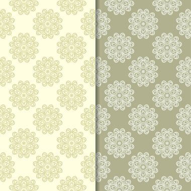 Zeytin yeşili çiçek arka planlar. Tekstil ve duvar kağıtları için dikişsiz desen seti