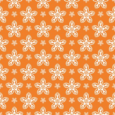 Turuncu çiçek süsleme beyaz elemanları ile. Tekstil ve duvar kağıtları için seamless modeli