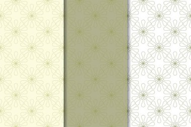 Zeytin yeşili kümesi çiçek süsler. Tekstil ve duvar kağıtları için dikişsiz desen