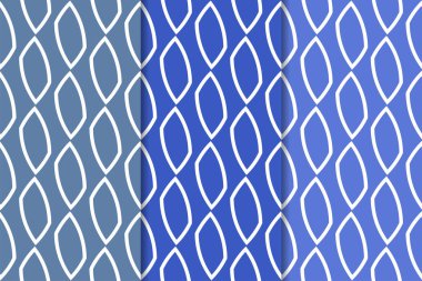 Mavi geometrik süsler. Web, Tekstil ve duvar kağıtları için dikey Dikişsiz desen seti