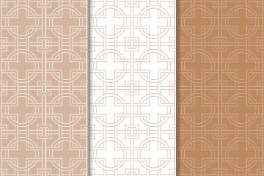 Web, Tekstil ve duvar kağıtları için dikişsiz desen kahverengi ve beyaz geometrik dizi