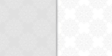 Işık gri çiçek süsler. Tekstil ve duvar kağıtları için dikişsiz desen seti