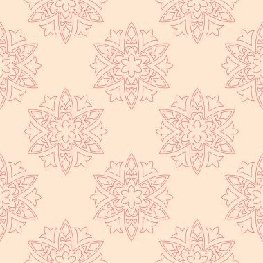 Bej renkli arka plan üzerinde kırmızı çiçek tasarım. Tekstil ve duvar kağıtları için seamless modeli