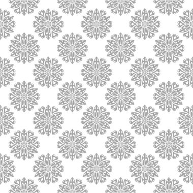 Işık gri çiçek sorunsuz süsleme beyaz arka plan üzerinde. Tekstil ve duvar kağıtları için seamless modeli