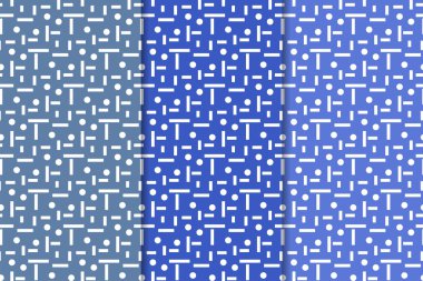 Geometrik süsler kümesi. Web, Tekstil ve duvar kağıtları için mavi dikey Dikişsiz desen