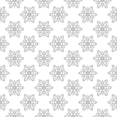 Işık gri ve beyaz çiçek süsleme. Tekstil ve duvar kağıtları için seamless modeli