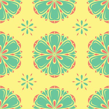 Çiçek seamless modeli. Arka plan duvar kağıtları, Tekstil ve kumaş için pembe ve yeşil çiçek öğeleri ile parlak renkli