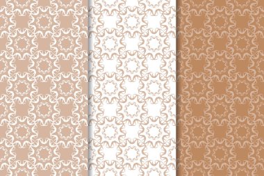 Kahverengi çiçek arka planlar. Tekstil ve duvar kağıtları için dikişsiz desen seti