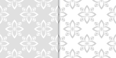Işık gri çiçek arka planlar. Tekstil ve duvar kağıtları için dikişsiz desen seti