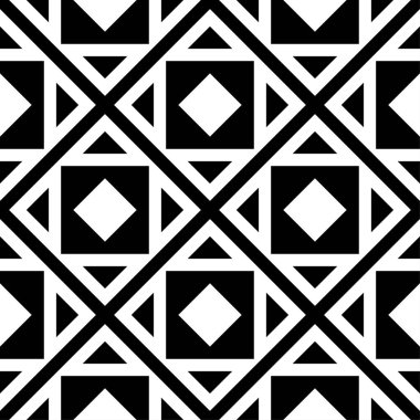 Siyah ve beyaz geometrik süsleme. Web, Tekstil ve duvar kağıtları için seamless modeli