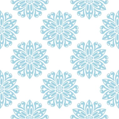 Beyaz zemin üzerine mavi çiçek seamless modeli. Tekstil ve duvar kağıtları için sorunsuz tasarım