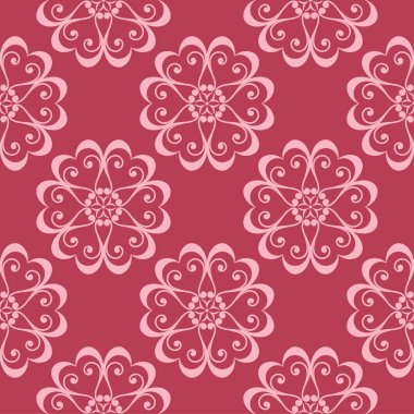 Çiçek tasarım kırmızı zemin üzerine. Tekstil ve duvar kağıtları için seamless modeli