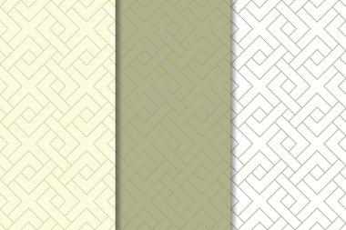 Zeytin yeşili ve web, Tekstil ve duvar kağıtları için geometrik Dikişsiz desen beyaz set