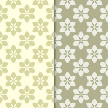 Zeytin yeşili çiçek arka planlar. Tekstil ve duvar kağıtları için dikişsiz desen seti