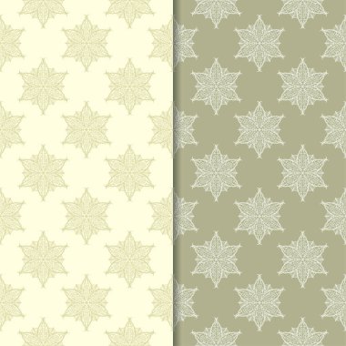 Zeytin yeşili çiçek arka planlar. Tekstil ve duvar kağıtları için dikişsiz desen seti