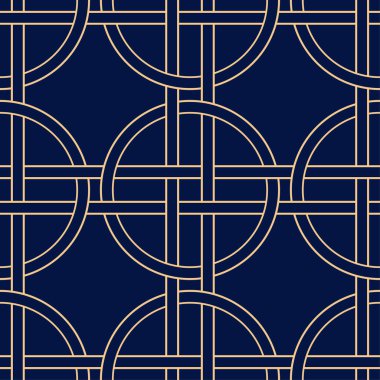 Altın mavi geometrik süsleme. Web, Tekstil ve duvar kağıtları için seamless modeli