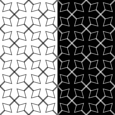 Siyah ve beyaz geometrik yazdırır. Web, Tekstil ve duvar kağıtları için dikişsiz desen seti