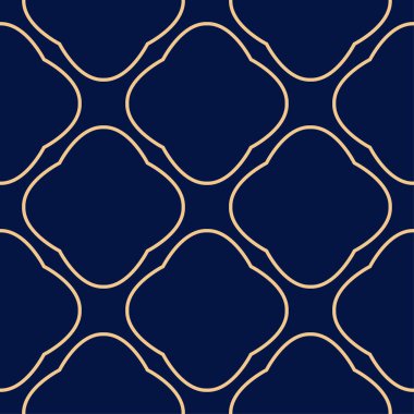 Koyu mavi zemin üzerine altın geometrik yazdır. Web, Tekstil ve duvar kağıtları için seamless modeli