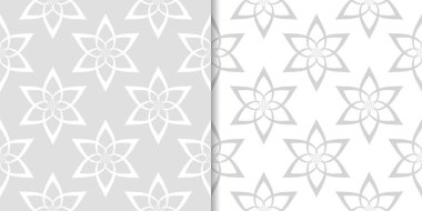 Işık gri çiçek süs tasarımlar. Tekstil ve duvar kağıtları için dikişsiz desen seti